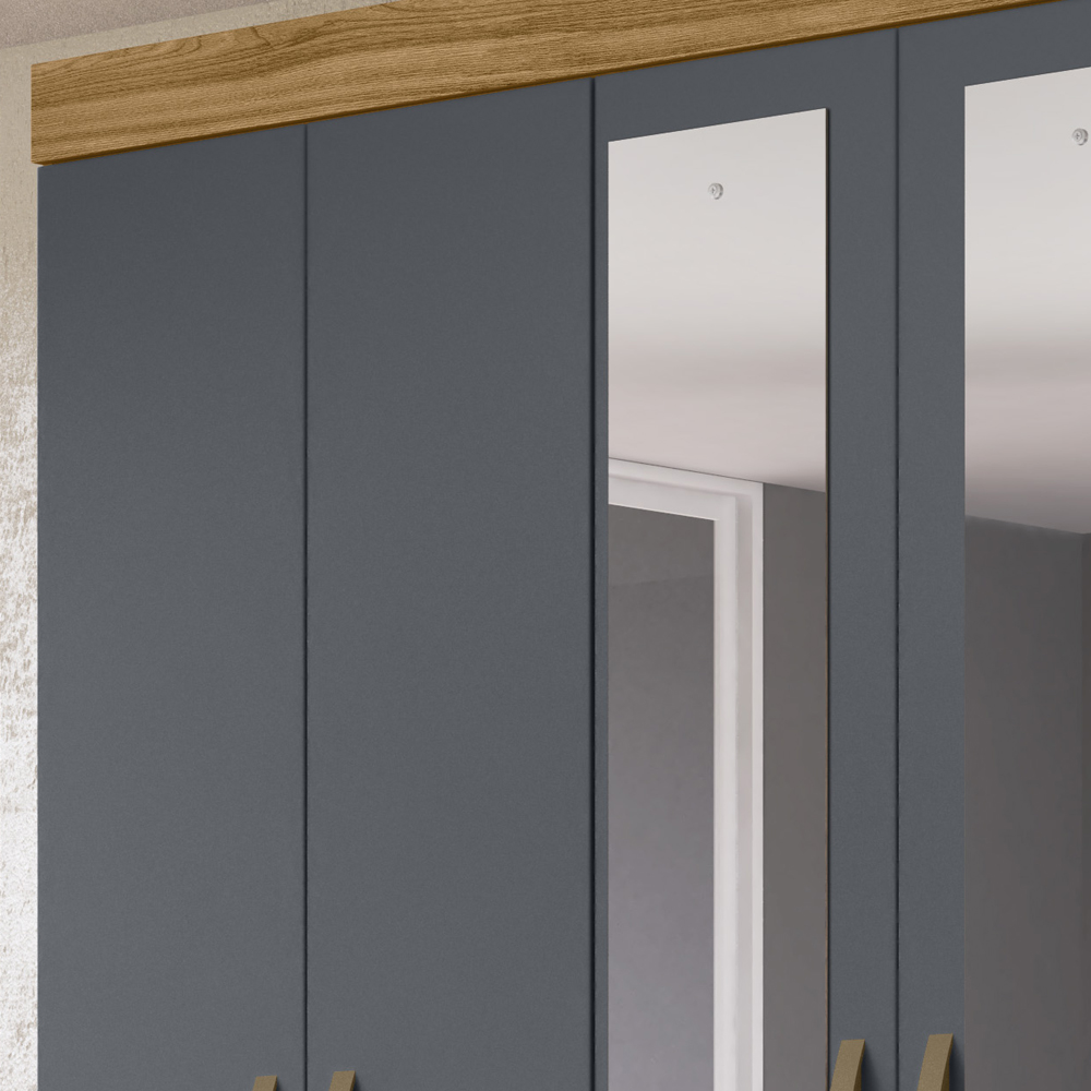 Guarda Roupa Casal 7 Portas Com Espelho 8970 Freijo Cinza Moval