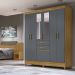 Guarda Roupa Casal 7 Portas Com Espelho 8970 Freijo Cinza Moval