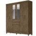 Guarda Roupa Casal 7 Portas Com Espelho 8973 Castanho Wood Moval