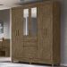Guarda Roupa Casal 7 Portas Com Espelho 8973 Castanho Wood Moval