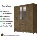 Guarda Roupa Casal 7 Portas Com Espelho 8973 Castanho Wood Moval