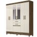 Guarda Roupa Casal 7 Portas Com Espelho 8973 Castanho Wood Off White Moval