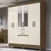 Guarda Roupa Casal 7 Portas Com Espelho 8973 Castanho Wood Off White Moval