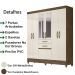 Guarda Roupa Casal 7 Portas Com Espelho 8973 Castanho Wood Off White Moval