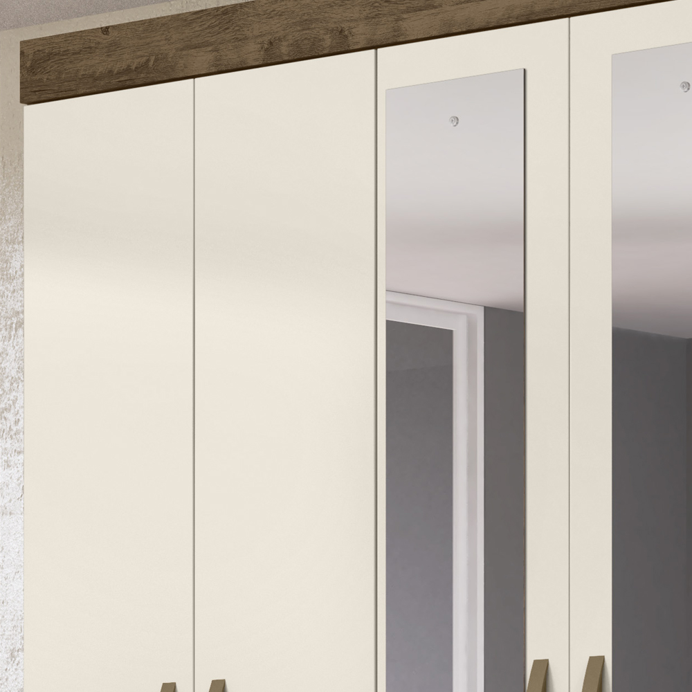 Guarda Roupa Casal 7 Portas Com Espelho 8973 Castanho Wood Off White Moval