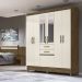 Guarda Roupa Casal 7 Portas Com Espelho 8973 Castanho Wood Off White Moval