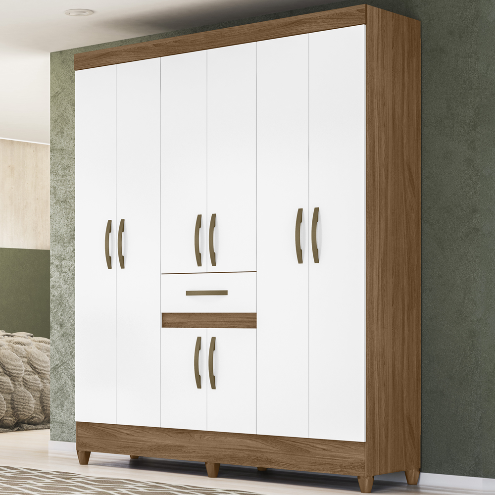 Guarda Roupa Casal 8 Portas 8350 Naturale Branco Moval