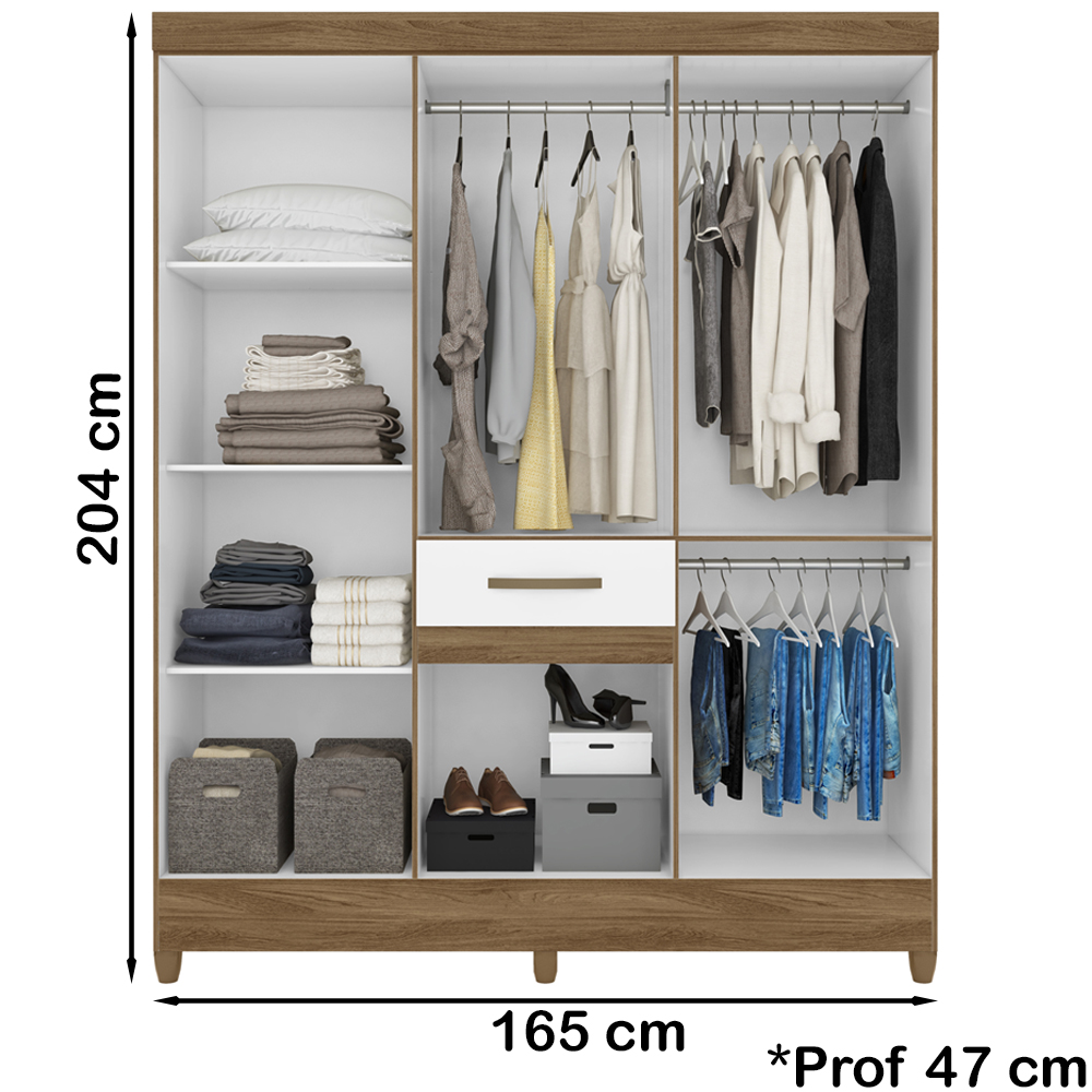 Guarda Roupa Casal 8 Portas 8350 Naturale Branco Moval