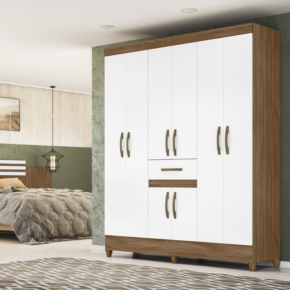 Guarda Roupa Casal 8 Portas 8350 Naturale Branco Moval
