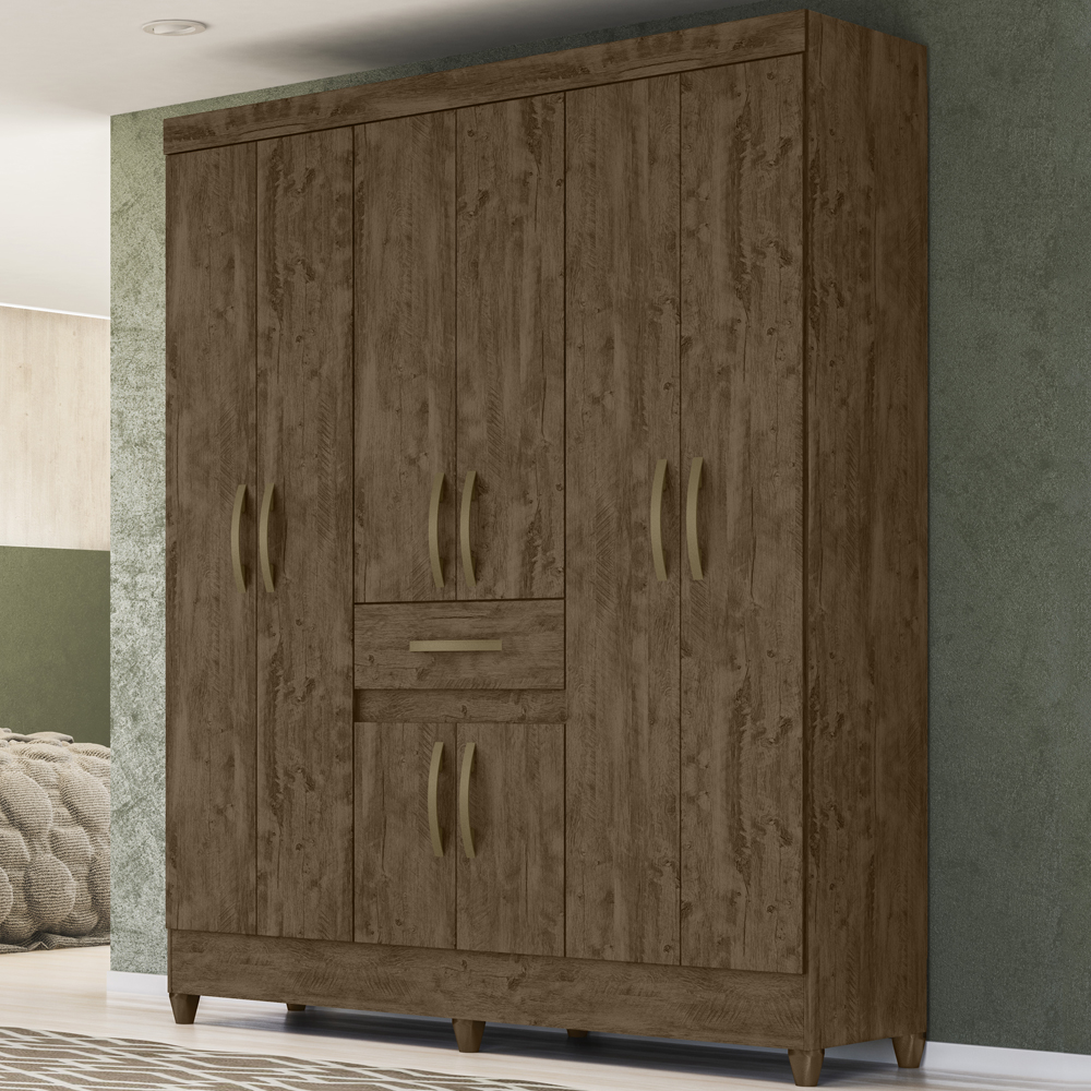 Guarda Roupa Casal 8 Portas 8353 Castanho Wood Moval