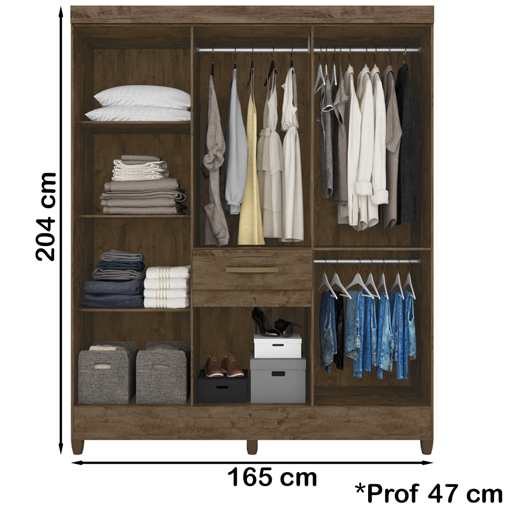 Guarda Roupa Casal 8 Portas 8353 Castanho Wood Moval