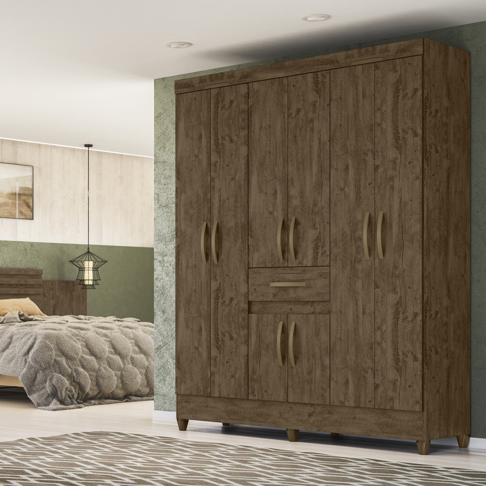 Guarda Roupa Casal 8 Portas 8353 Castanho Wood Moval