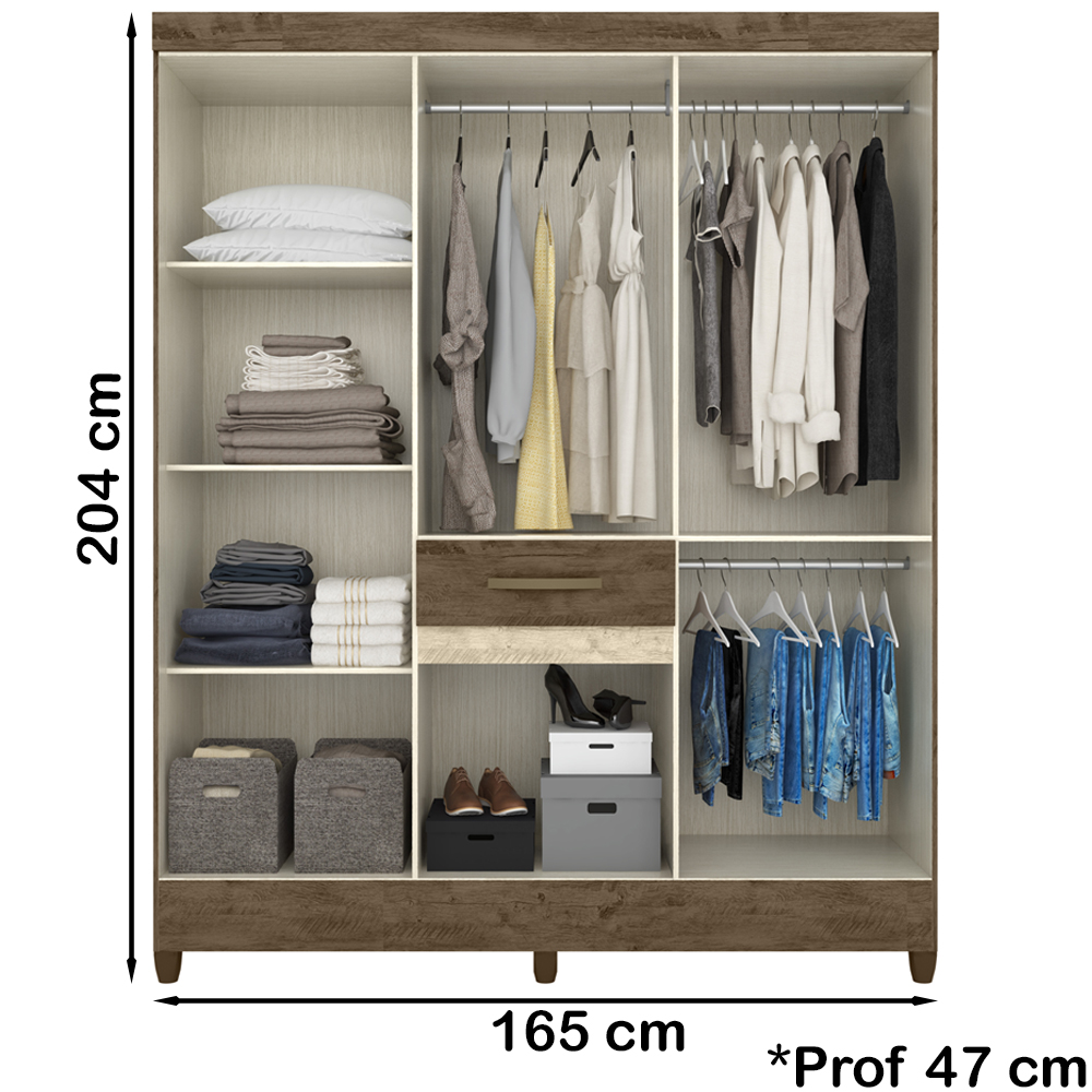 Guarda Roupa Casal 8 Portas 8358 Castanho Wood Avela Wood Moval