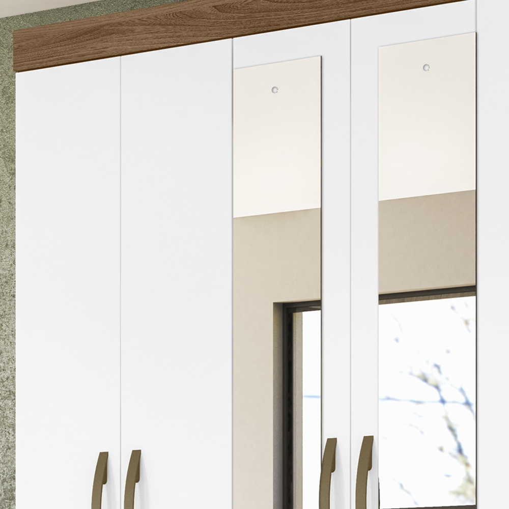 Guarda Roupa Casal 8 Portas Com Espelho 8350 Naturale Branco Moval