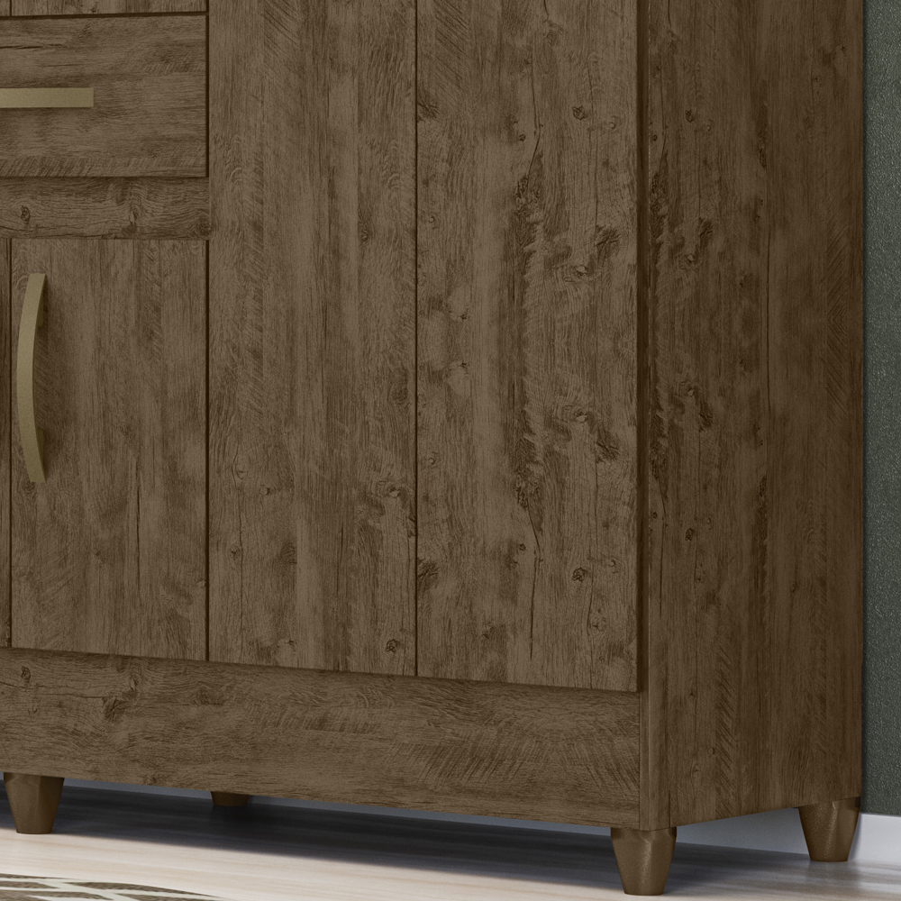 Guarda Roupa Casal 8 Portas Com Espelho 8353 Castanho Wood Moval