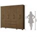 Guarda Roupa Casal 8 Portas com 4 gavetas Belem - Castanho Wood