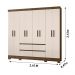 Guarda Roupa Casal 8 Portas com 4 gavetas Belem - Castanho Wood / Off White