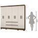 Guarda Roupa Casal 8 Portas com 4 gavetas Belem - Castanho Wood / Off White