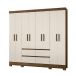 Guarda Roupa Casal 8 Portas com 4 gavetas Belem - Castanho Wood / Off White