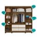 Guarda Roupa Casal 8 Portas com 4 gavetas Castanho Wood / Off White Belem - Moval