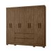 Guarda Roupa Casal 8 Portas com 4 gavetas Castanho Wood Belem - Moval