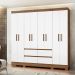 Guarda Roupa Casal 8 Portas com 4 gavetas Naturale / Branco Belem - Moval