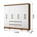 Guarda Roupa Casal 8 Portas com 4 gavetas Naturale / Branco Belem - Moval