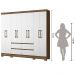 Guarda Roupa Casal 8 Portas com 4 gavetas Naturale / Branco Belem - Moval