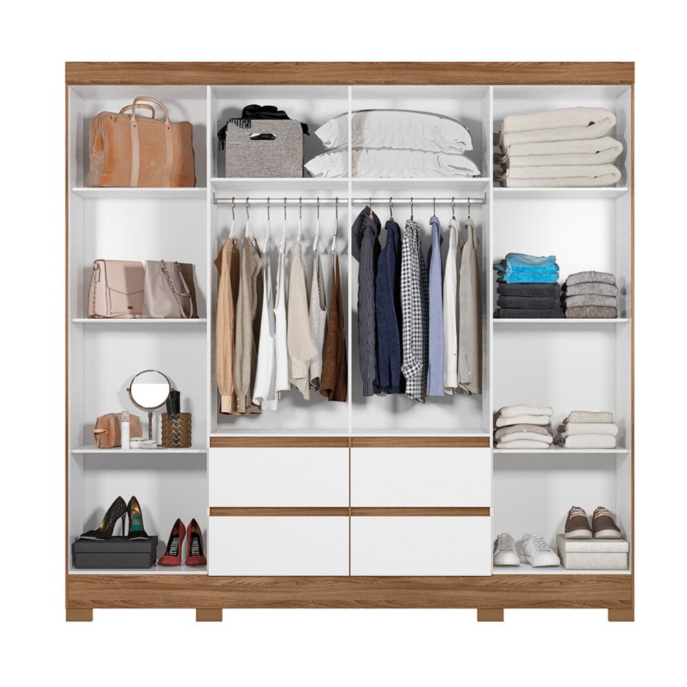 Guarda Roupa Casal 8 Portas com 4 gavetas Naturale / Branco Belem - Moval