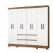 Guarda Roupa Casal 8 Portas com 4 gavetas Naturale / Branco Belem - Moval