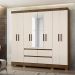 Guarda Roupa Casal 8 Portas com Espelho e 4 gavetas Belem - Castanho Wood / Off White