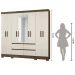 Guarda Roupa Casal 8 Portas com Espelho e 4 gavetas Belem - Castanho Wood / Off White