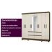 Guarda Roupa Casal 8 Portas com Espelho e 4 gavetas Belem - Castanho Wood / Off White