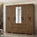 Guarda Roupa Casal 8 Portas com Espelho e 4 gavetas Belem - Castanho Wood