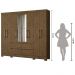 Guarda Roupa Casal 8 Portas com Espelho e 4 gavetas Belem - Castanho Wood