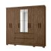 Guarda Roupa Casal 8 Portas com Espelho e 4 gavetas Belem - Castanho Wood