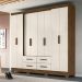 Guarda Roupa Casal 8 portas 4 gavetas Castanho Wood / Baunilha San Lorenzo Plus - Moval