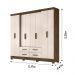 Guarda Roupa Casal 8 portas 4 gavetas Castanho Wood / Baunilha San Lorenzo Plus - Moval