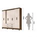 Guarda Roupa Casal 8 portas 4 gavetas Castanho Wood / Baunilha San Lorenzo Plus - Moval