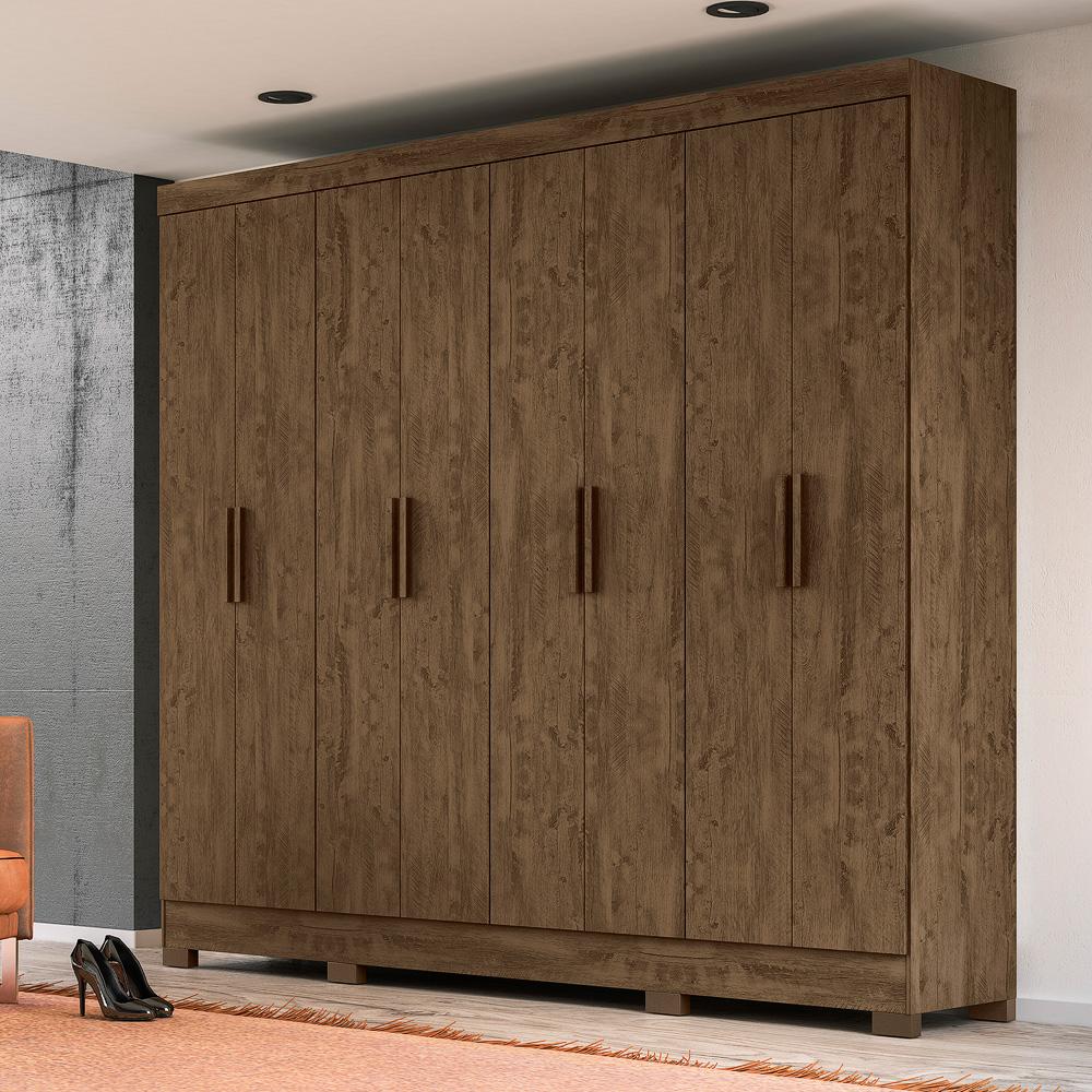 Guarda Roupa Casal 8 portas 4 gavetas Castanho Wood Diplomata - Moval