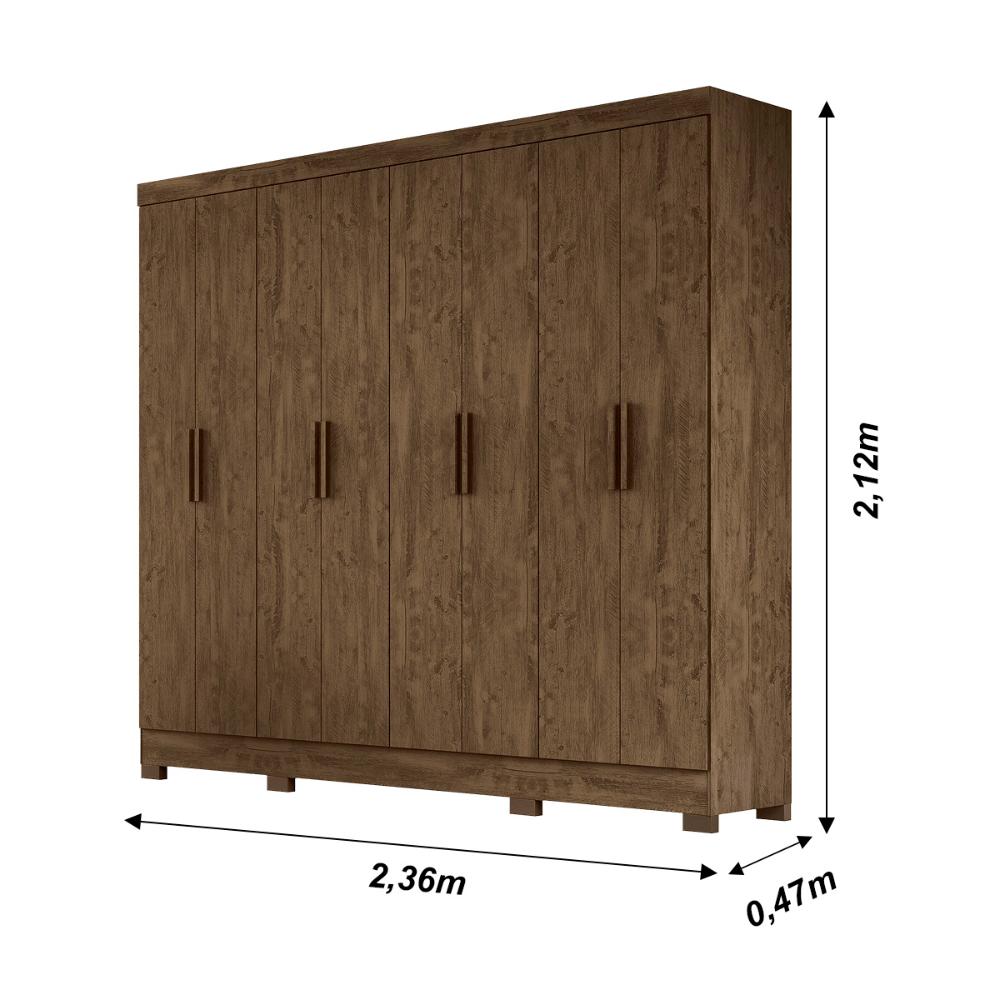 Guarda Roupa Casal 8 portas 4 gavetas Castanho Wood Diplomata - Moval