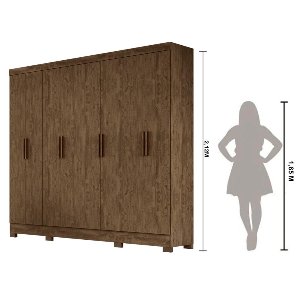 Guarda Roupa Casal 8 portas 4 gavetas Castanho Wood Diplomata - Moval