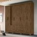 Guarda Roupa Casal 8 portas 4 gavetas Castanho Wood San Lorenzo Plus - Moval