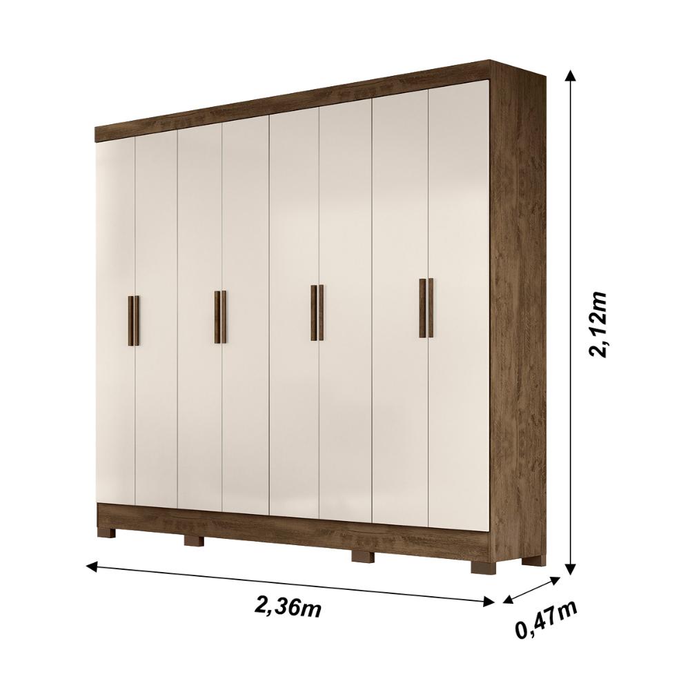 Guarda Roupa Casal 8 portas 4 gavetas Diplomata Castanho Wood / Baunilha Diplomata - Moval