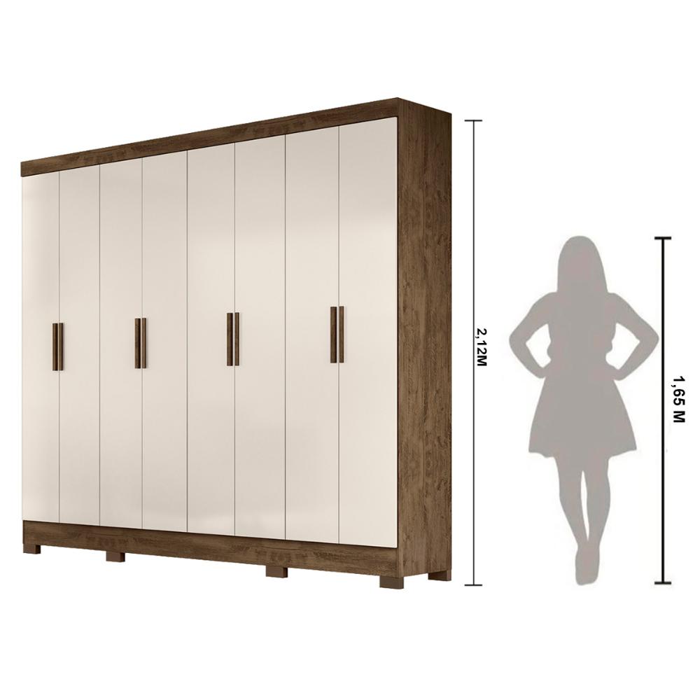 Guarda Roupa Casal 8 portas 4 gavetas Diplomata Castanho Wood / Baunilha Diplomata - Moval