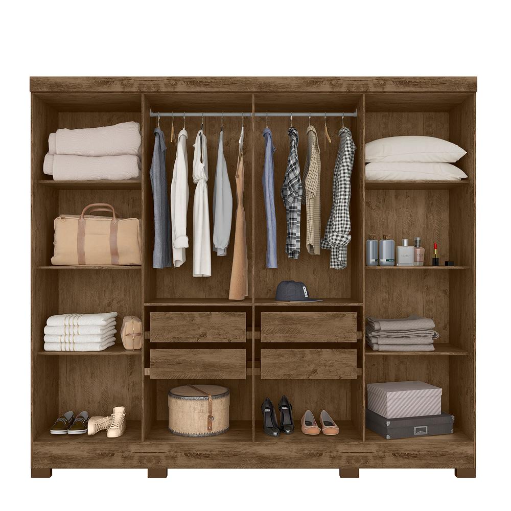 Guarda Roupa Casal 8 portas 4 gavetas Diplomata Castanho Wood / Baunilha Diplomata - Moval