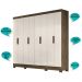 Guarda Roupa Casal 8 portas 4 gavetas Diplomata Castanho Wood / Baunilha Diplomata - Moval