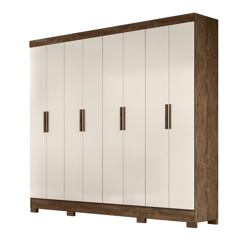 Guarda Roupa Casal 8 portas 4 gavetas Diplomata Castanho Wood / Baunilha Diplomata - Moval