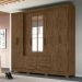 Guarda Roupa Casal 8 portas espelho 4 gavetas Castanho Wood San Lorenzo Plus - Moval