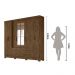 Guarda Roupa Casal 8 portas espelho 4 gavetas Castanho Wood San Lorenzo Plus - Moval